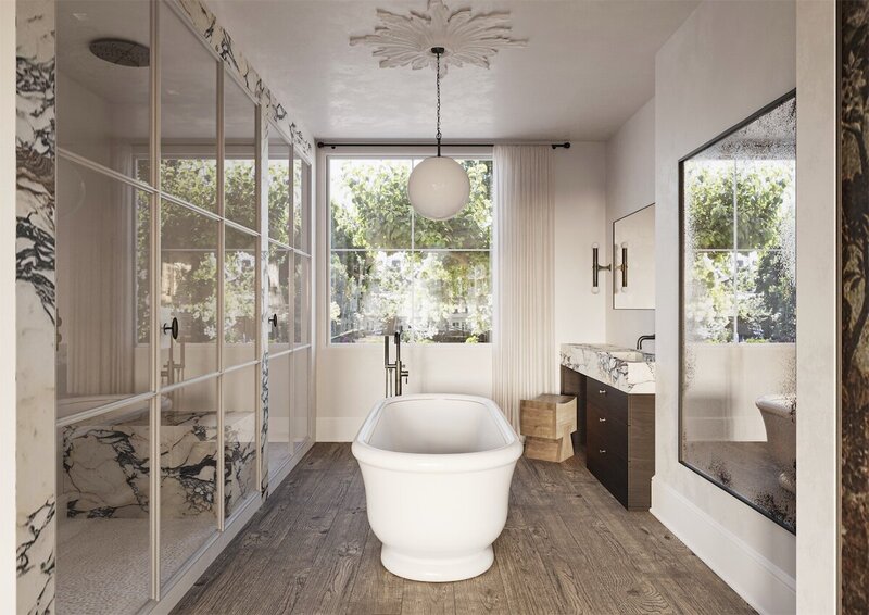 Marble bathroom designed by Haven Studios