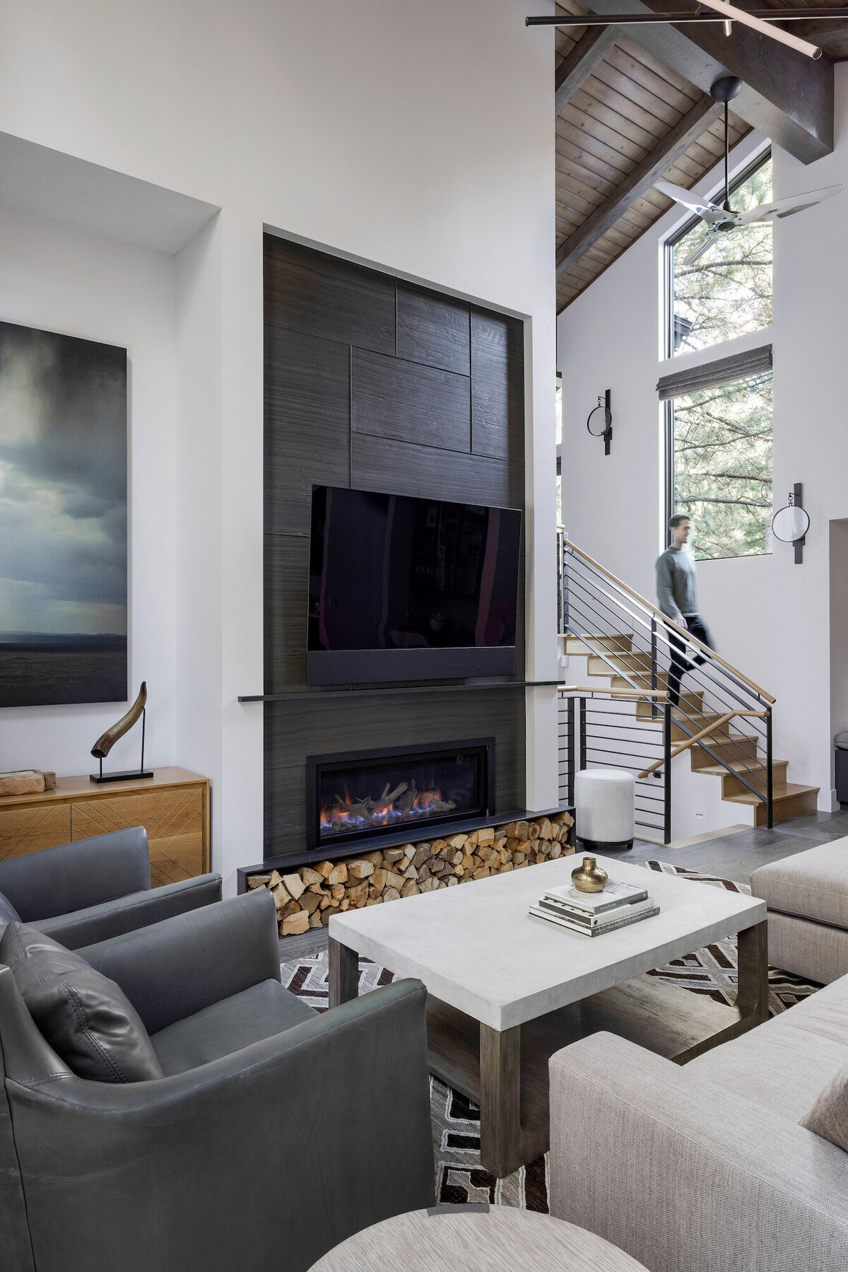 Modern mountain living room in Lake Tahoe