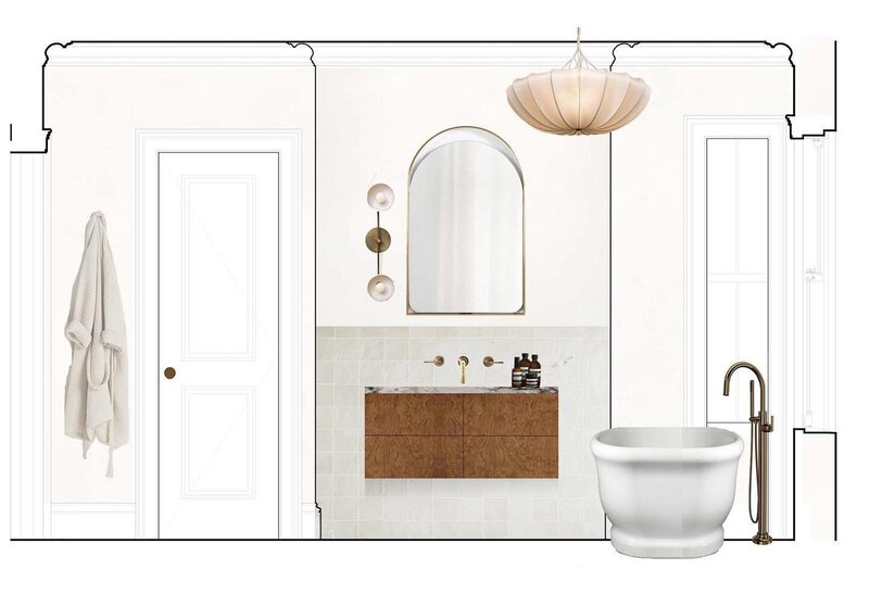 Primary bathroom design elevation